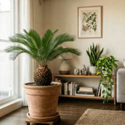 室内に置かれたソテツの観葉植物