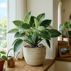 室内に置かれたフィロデンドロン・バーキンの観葉植物