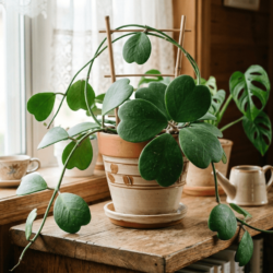 室内に置かれたハート・ホヤの観葉植物