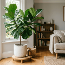 室内に置かれたフィカスの観葉植物